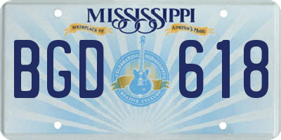 MS license plate BGD618