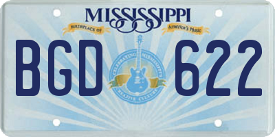 MS license plate BGD622