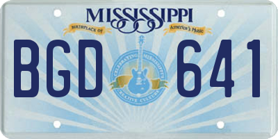 MS license plate BGD641