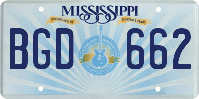 MS license plate BGD662
