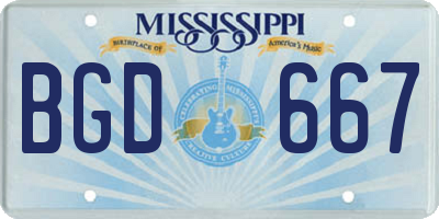 MS license plate BGD667