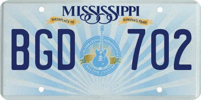 MS license plate BGD702