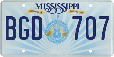 MS license plate BGD707