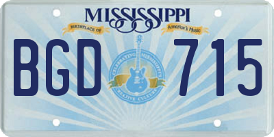 MS license plate BGD715