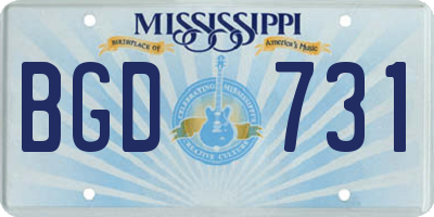 MS license plate BGD731