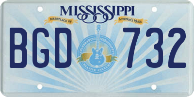 MS license plate BGD732