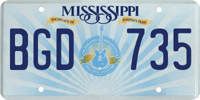 MS license plate BGD735
