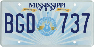 MS license plate BGD737