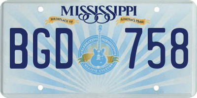 MS license plate BGD758