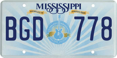 MS license plate BGD778