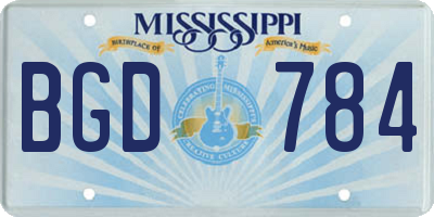 MS license plate BGD784