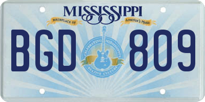 MS license plate BGD809