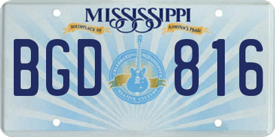 MS license plate BGD816