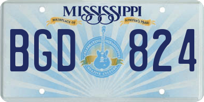 MS license plate BGD824