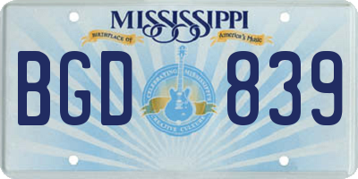MS license plate BGD839