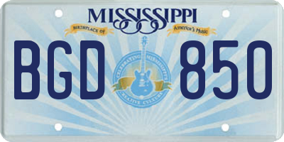 MS license plate BGD850