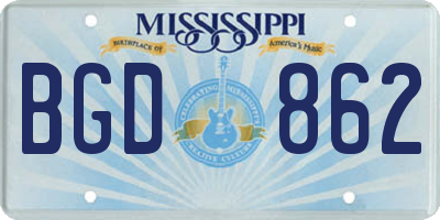 MS license plate BGD862