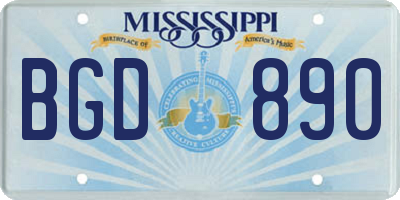 MS license plate BGD890