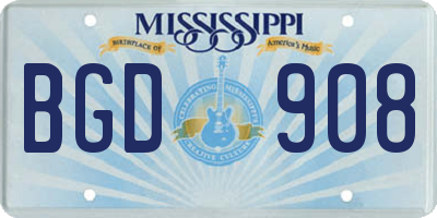 MS license plate BGD908