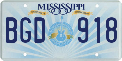 MS license plate BGD918