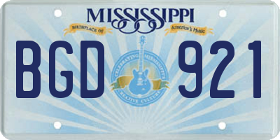 MS license plate BGD921