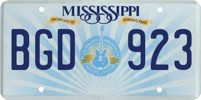 MS license plate BGD923