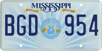 MS license plate BGD954