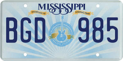MS license plate BGD985