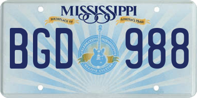 MS license plate BGD988