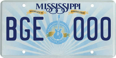MS license plate BGE000