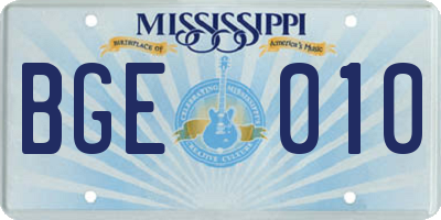 MS license plate BGE010