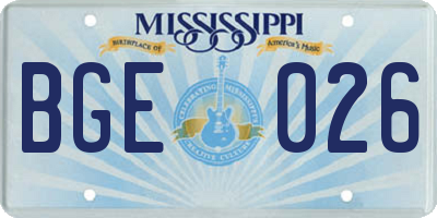 MS license plate BGE026