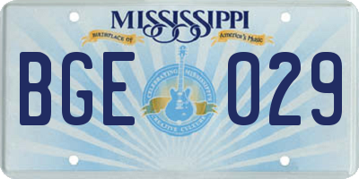 MS license plate BGE029
