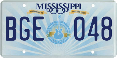 MS license plate BGE048