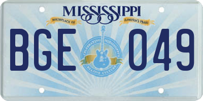 MS license plate BGE049