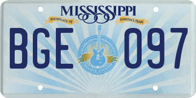 MS license plate BGE097