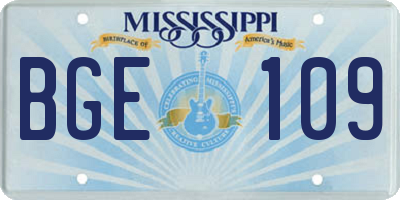 MS license plate BGE109