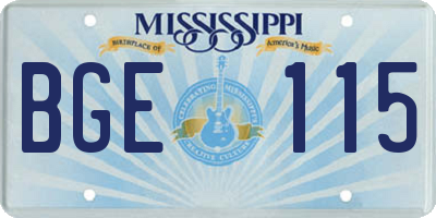 MS license plate BGE115
