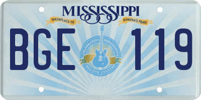 MS license plate BGE119