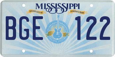 MS license plate BGE122