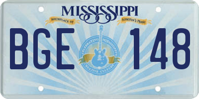 MS license plate BGE148