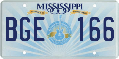 MS license plate BGE166