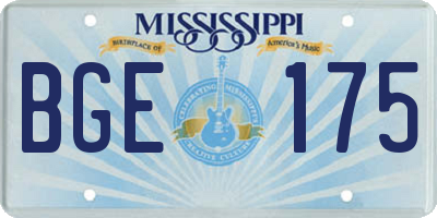 MS license plate BGE175