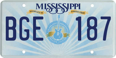 MS license plate BGE187