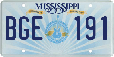 MS license plate BGE191