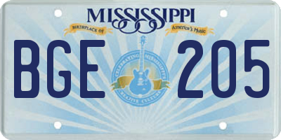 MS license plate BGE205