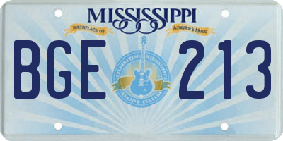 MS license plate BGE213
