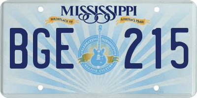 MS license plate BGE215