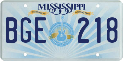 MS license plate BGE218