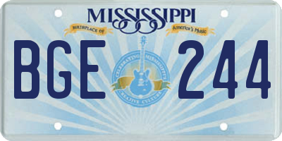 MS license plate BGE244